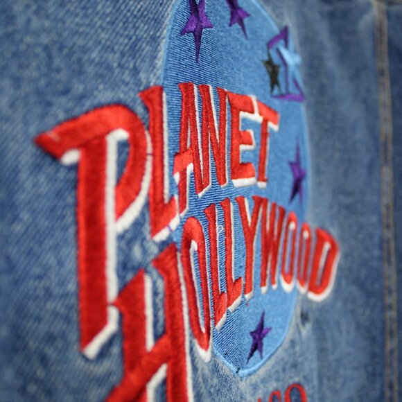 Vintage 90's Planet Hollywood Embroidered Jean Denim Jacket Size Medium Chicago - Picture 10 of 11